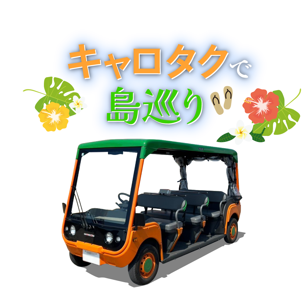 津堅島を満喫 キャロタクで島巡り